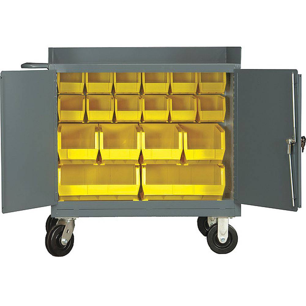 Mobile Bench Cabinet w/ Bins - Durham