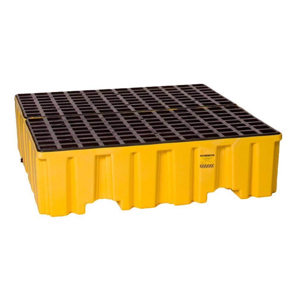 4 Drum Pallet Yellow w/ Drain - Eagle Manufacturing