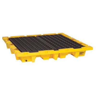 4 Drum Nestable Containment Pallet Yellow w/ Drain - Eagle Manufacturing