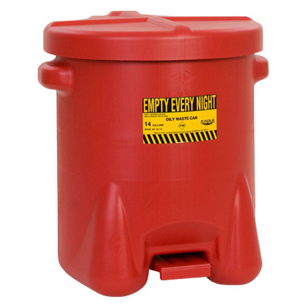 Oily Waste Can 14 Gal. Red Poly - Eagle Manufacturing