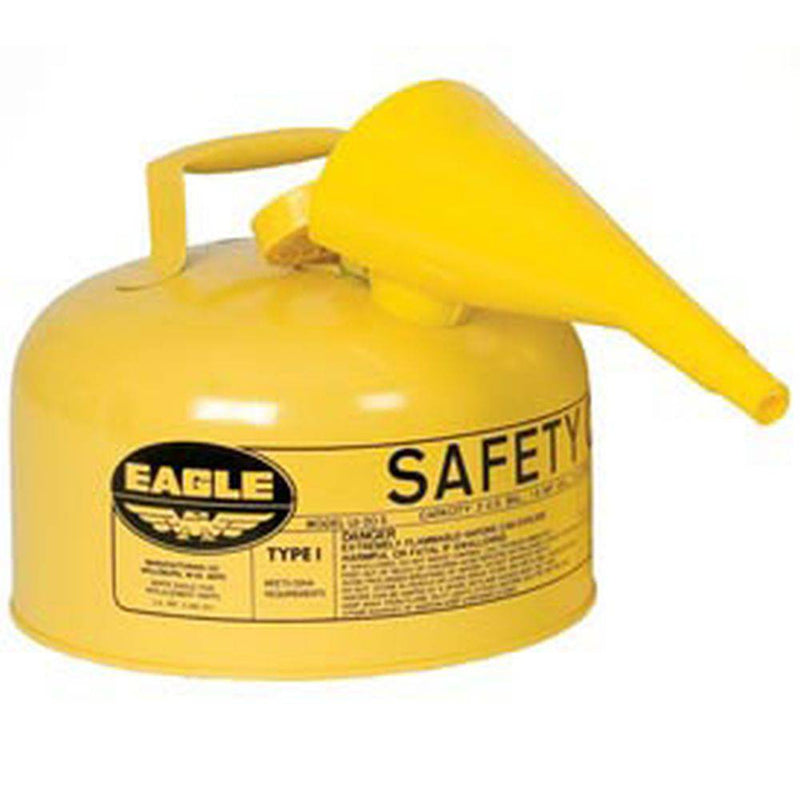 Type I Safety Can 1 Gal. Yellow w/ F-15 Funnel - Eagle Manufacturing