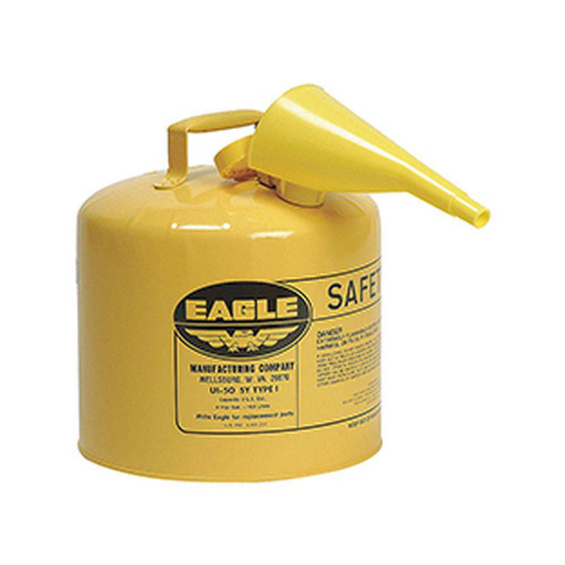 Type I Safety Can 5 Gal. Yellow w/ F-15 Funnel - Eagle Manufacturing