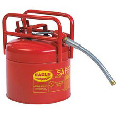D.O.T. Type II Safety Can 5 Gal. Red Galv. Steel w/ 7/8" Flexible Hose - Eagle Manufacturing