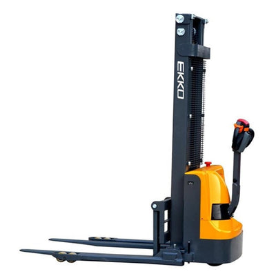 EKKO EB12E Full Powered Straddle Stacker - 119-138" Height - 2640 lbs Capacity - Ekko Lifts