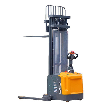 EKKO EB16EA Full Powered Straddle Stacker 4400 lbs Capacity 216" Height - Ekko Lifts
