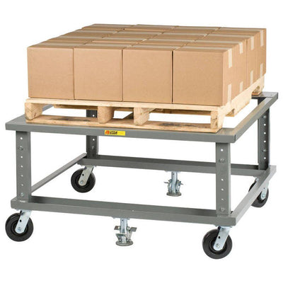 Ergonomic Adjustable Height Mobile Pallet Stand w/ Handle (Open Deck) - Little Giant