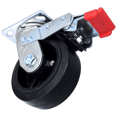 5" x 2" Mold-On Rubber Cast Swivel Caster W/ Total Lock Brake - 400 lbs. Cap. - Durable Superior Casters