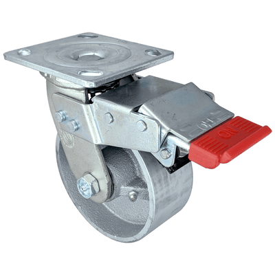 5" x 2" Semi-Steel Wheel Swivel Caster w/ Total Lock Brake - 1000 lbs. Cap. - Durable Superior Casters
