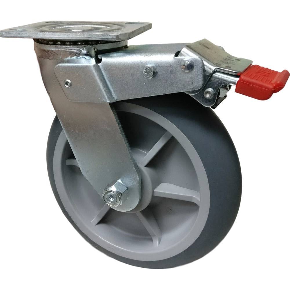 8" x 2" Thermo-Pro Wheel Swivel Caster W/ Total Lock Brake - 600 lbs. Cap. - Durable Superior Casters