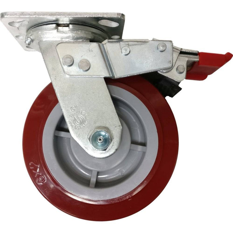 6" x 2" Polymadic Wheel Swivel Caster W/ Total Lock Brake - 900 lbs. Cap. - Durable Superior Casters