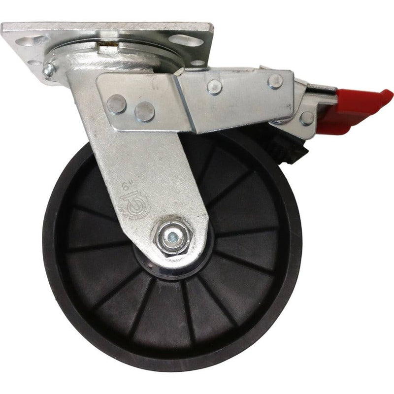 6" x 2" MaxRok Wheel Swivel Caster w/ Total Lock Brake - 1200 lbs. Capacity - Durable Superior Casters