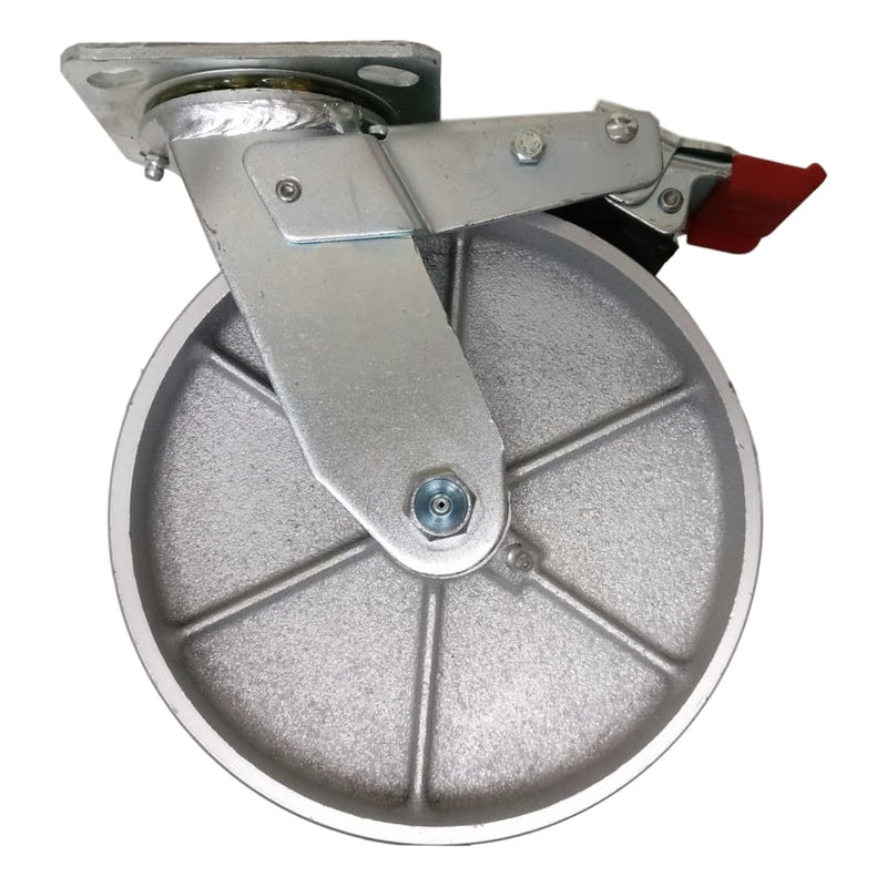 8" x 2" Semi-Steel Wheel Swivel Caster w/ Total Lock Brake - 1400 lbs. Cap. - Durable Superior Casters