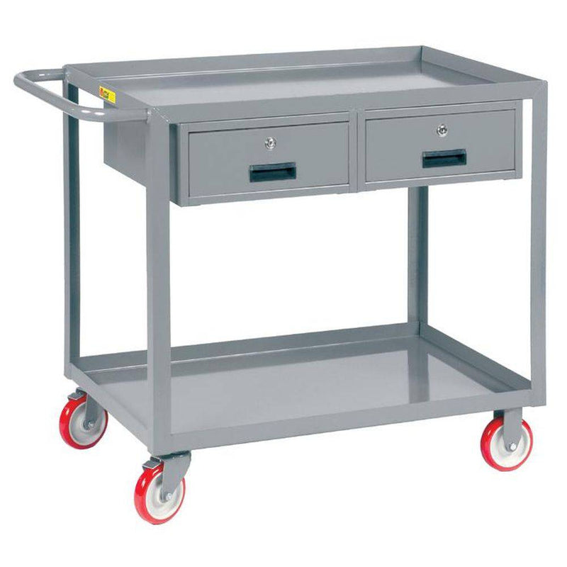 Welded Service Cart w/ 2 Drawers and Retaining Lips - Little Giant