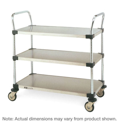 Metro - MW Series Utility Cart With Solid Stainless Steel Shelves - Metro