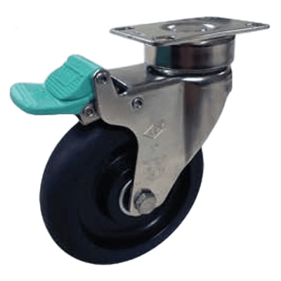 4" x 1-1/4" Soft Rubber Medical Caster S.S., Directional Swivel Lock 300# Cap - Durable Superior Casters