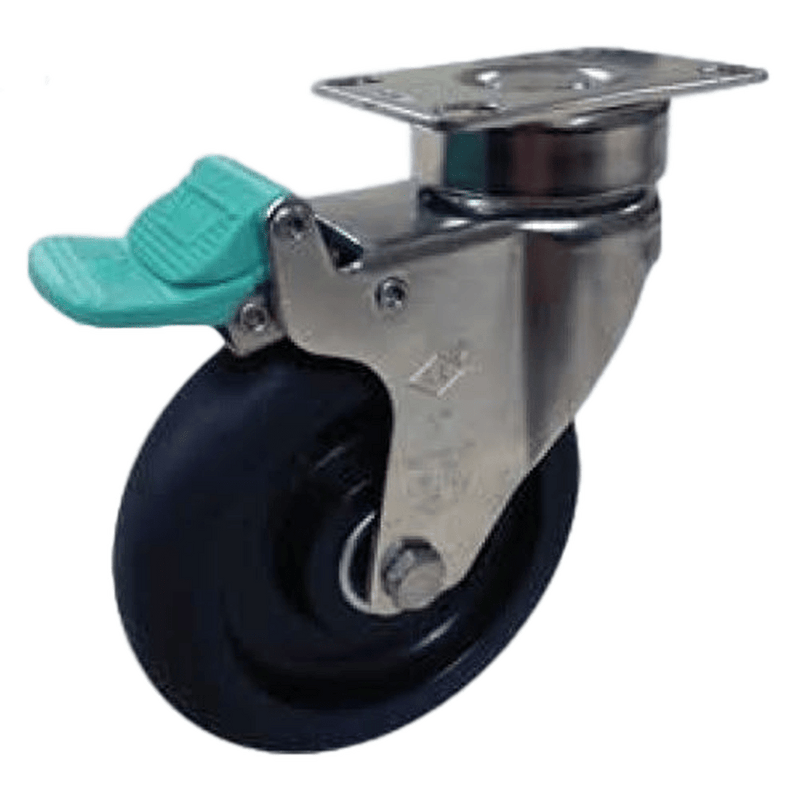 4" x 1-1/4" Soft Rubber Medical Caster S.S., Directional Swivel Lock 300# Cap - Durable Superior Casters