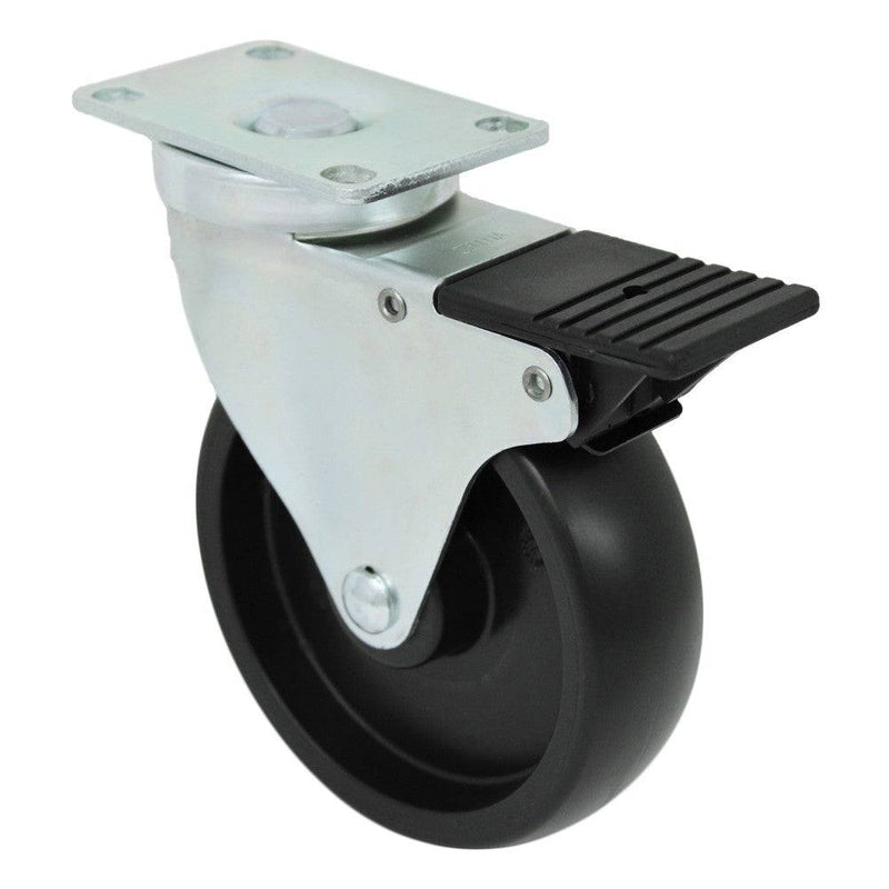5" x 1-1/4" Polyolefin Wheel Swivel Caster W/ Total Lock Brake - 350 lbs. Cap. - Durable Superior Casters