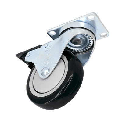 4" x 1-1/4" Poly-Pro Wheel Swivel Caster w/ Total Lock Brake - 350 lbs. Cap. - Durable Superior Casters