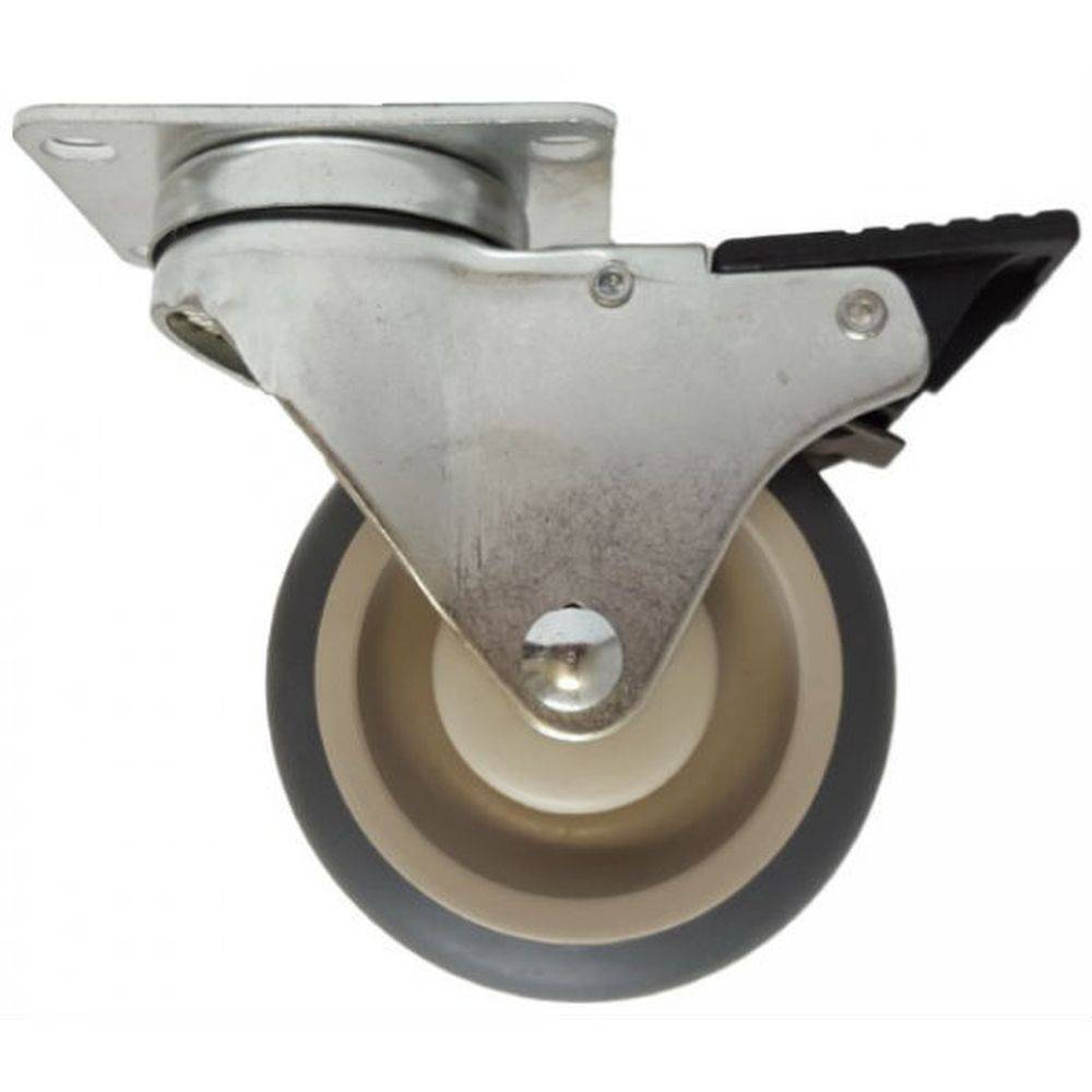 4" x 1-1/4" Thermo-Pro Thread Stem Caster,Exp Adapter/Plate,Total Lock Brake,250 lbs Capacity - Durable Superior Casters