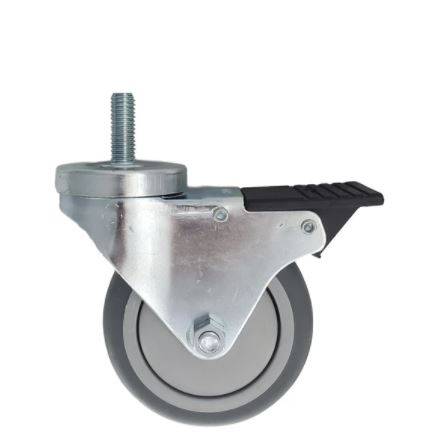 3" x 1-1/4" Thermo-Pro Thread Stem Caster,Total Lock Brake 210 lbs. Capacity - Durable Superior Casters