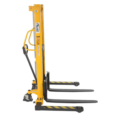 Steel Manual Stacker Adjustable Forks/Legs 2,000 lbs Capacity Yellow - Vestil