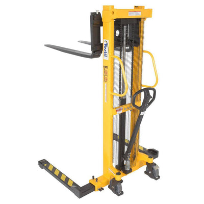 Steel Manual Stacker Adjustable Forks/Legs 2,000 lbs Capacity Yellow - Vestil
