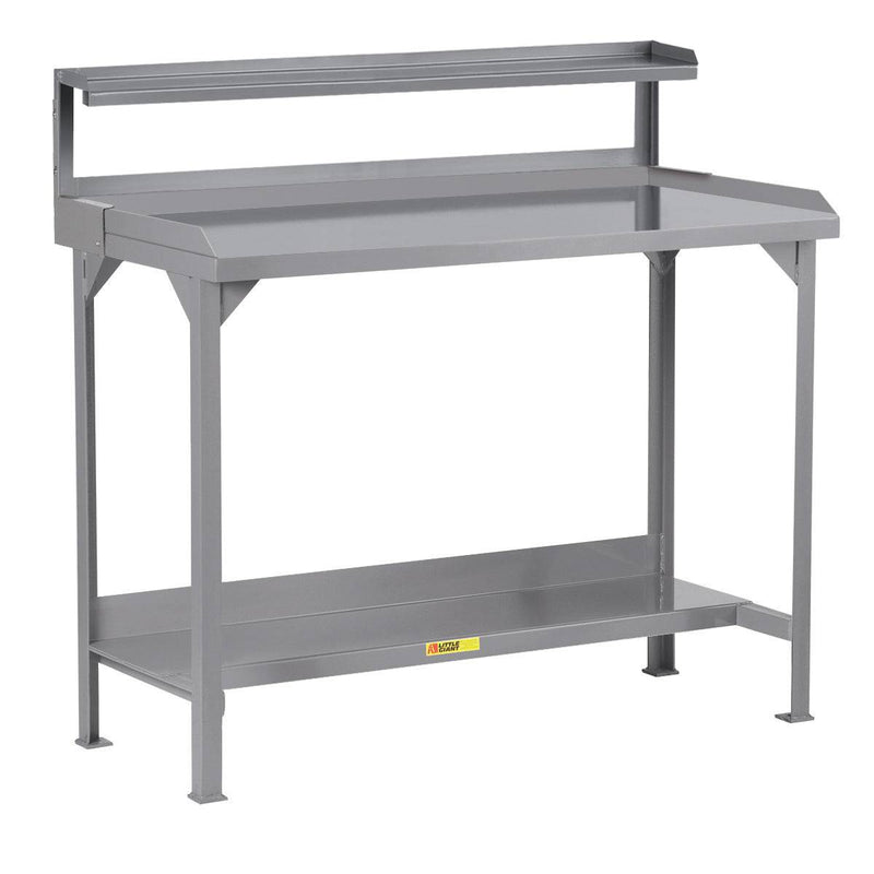 Welded Steel Workbench with Back and End Stops and Riser Shelf - Little Giant