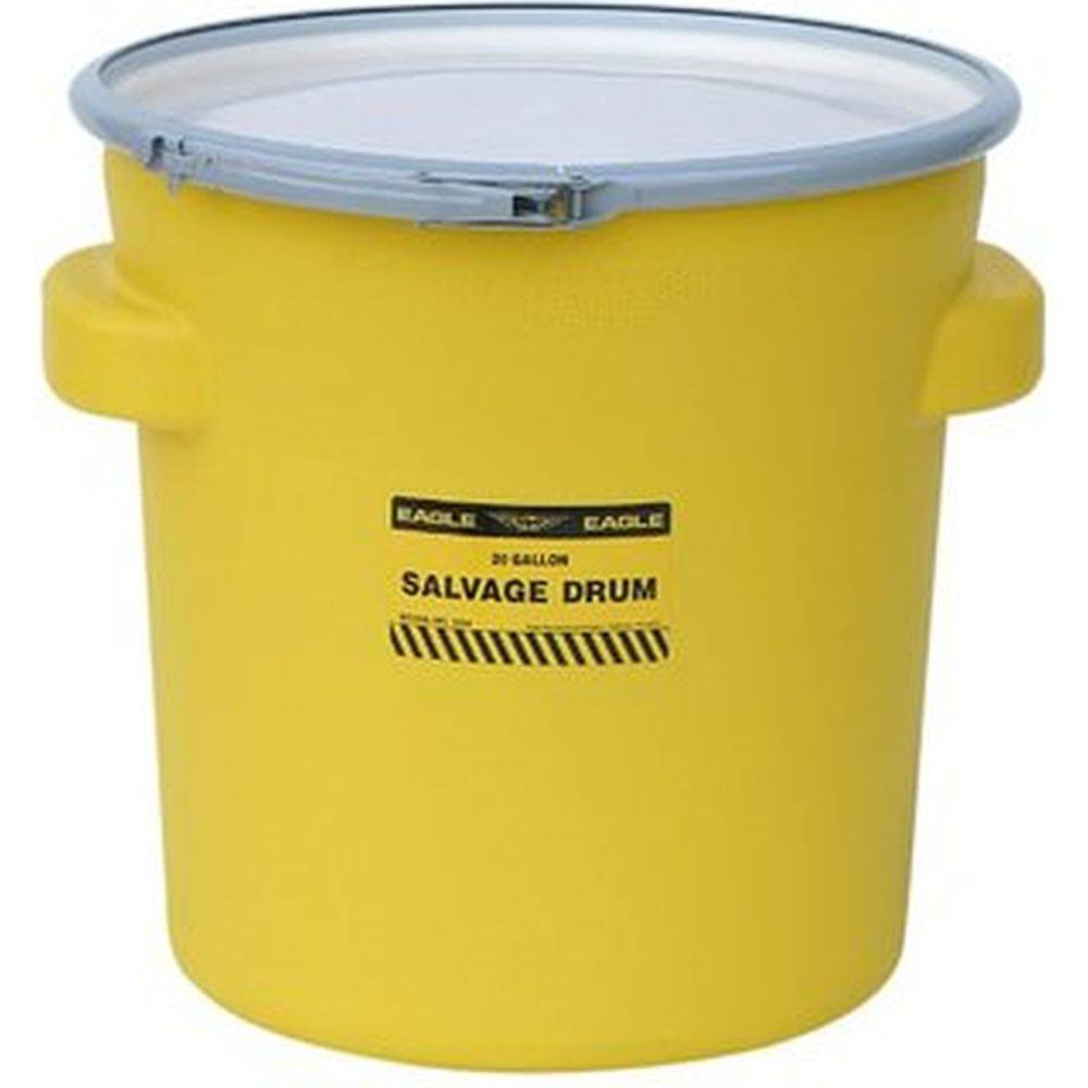 Salvage Drum 20 Gal. Yellow w/ Metal Lever-Lock Ring - Eagle Manufacturing