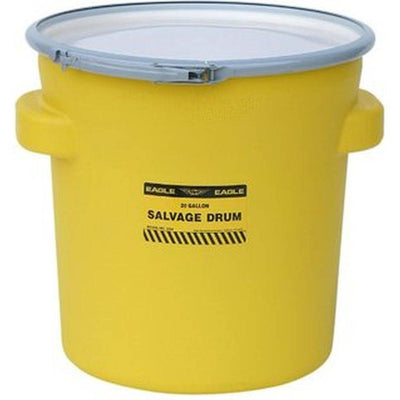 Salvage Drum 20 Gal. Yellow w/ Metal Lever-Lock Ring - Eagle Manufacturing