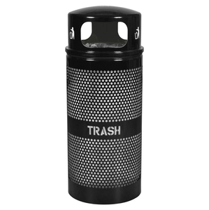 Landscape Series Perforated Trash Receptacle w- Dome Top (34 Gallon) - Ex-Cell Kaiser