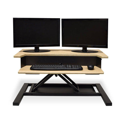 Standing Desk Converter Pro w/ White Oak Top (Pneumatic) - Luxor