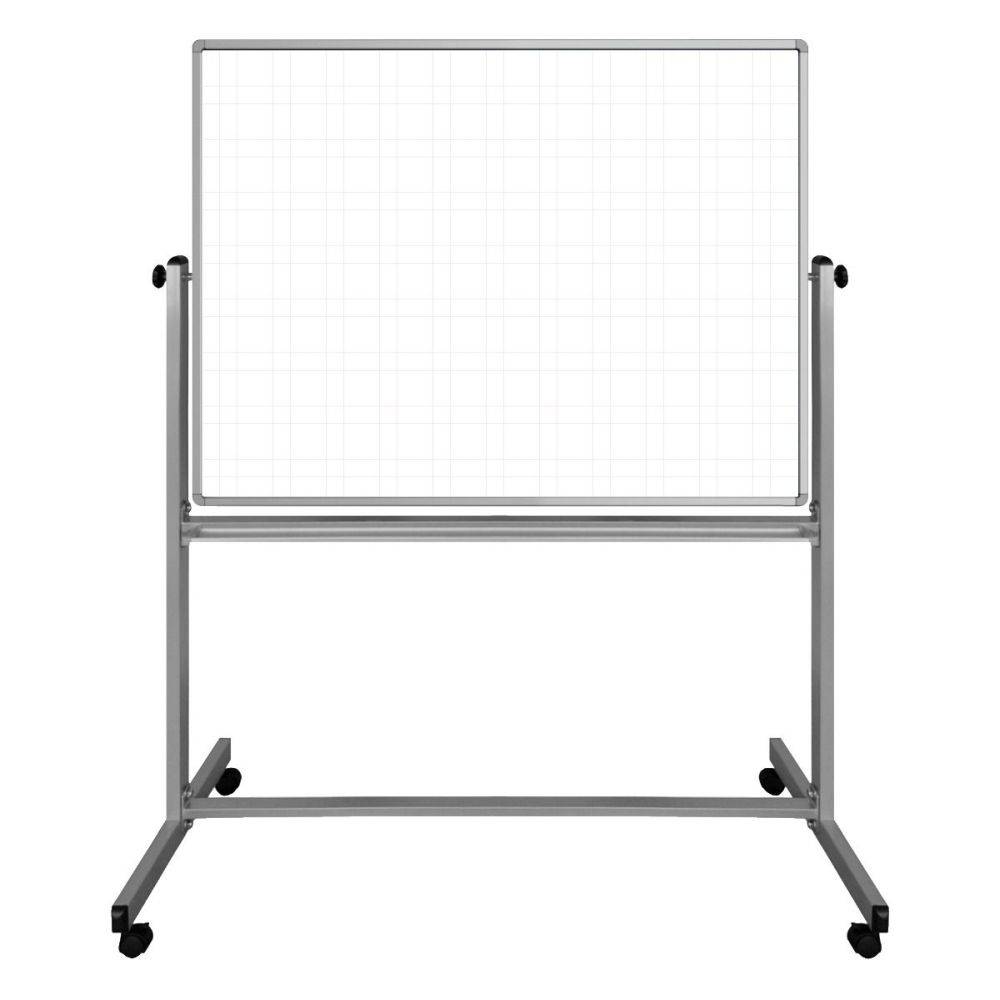 46"W x 36"H Mobile Magnetic Double-Sided Ghost Grid Whiteboard - Luxor