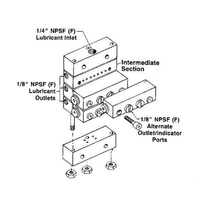 Intermediate Section for Modular UV Divider Valves - Lincoln Industrial