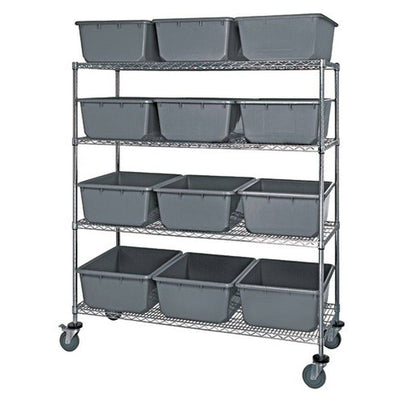 Mobile Wire Shelving System w/ 12 QuanTub Totes - Quantum Storage Systems