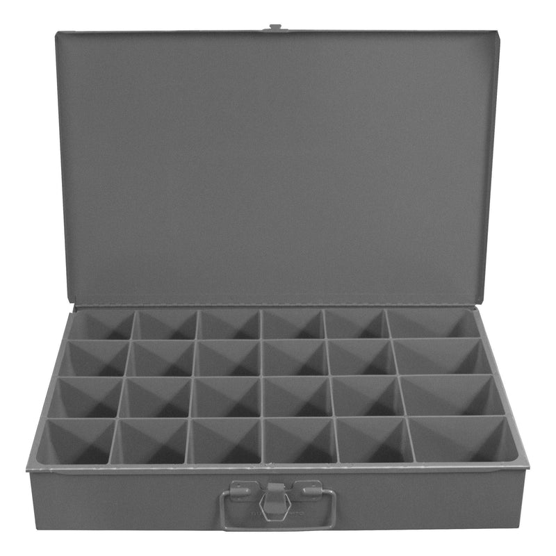Large Steel Compartment Box, 24 Opening single latch - Durham
