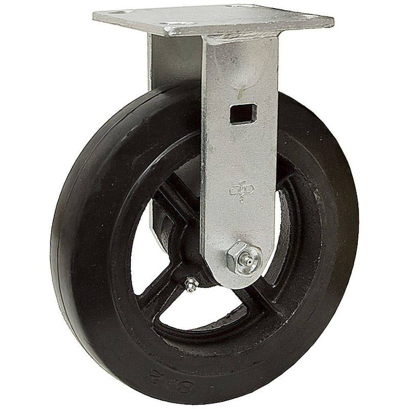 8" x 2" Mold-On Rubber Cast Wheel Rigid Caster - 600 lbs. capacity - Durable Superior Casters
