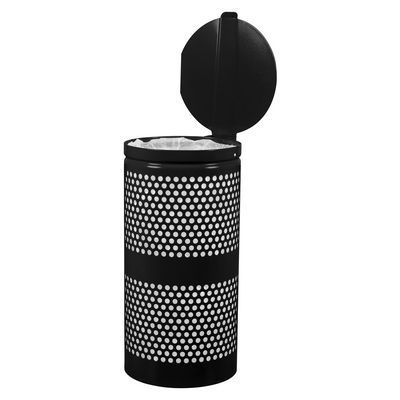 Landscape Series Perforated Waste Receptacle w- Lid (10 Gallon) - Ex-Cell Kaiser