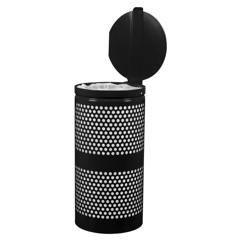 Landscape Series Perforated Waste Receptacle w- Lid (10 Gallon) - Ex-Cell Kaiser