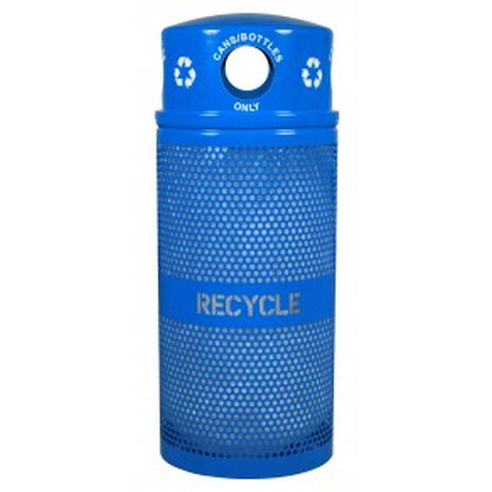 Landscape Series Perforated Recycling Receptacle w- Dome Top (34 Gal.) - Ex-Cell Kaiser