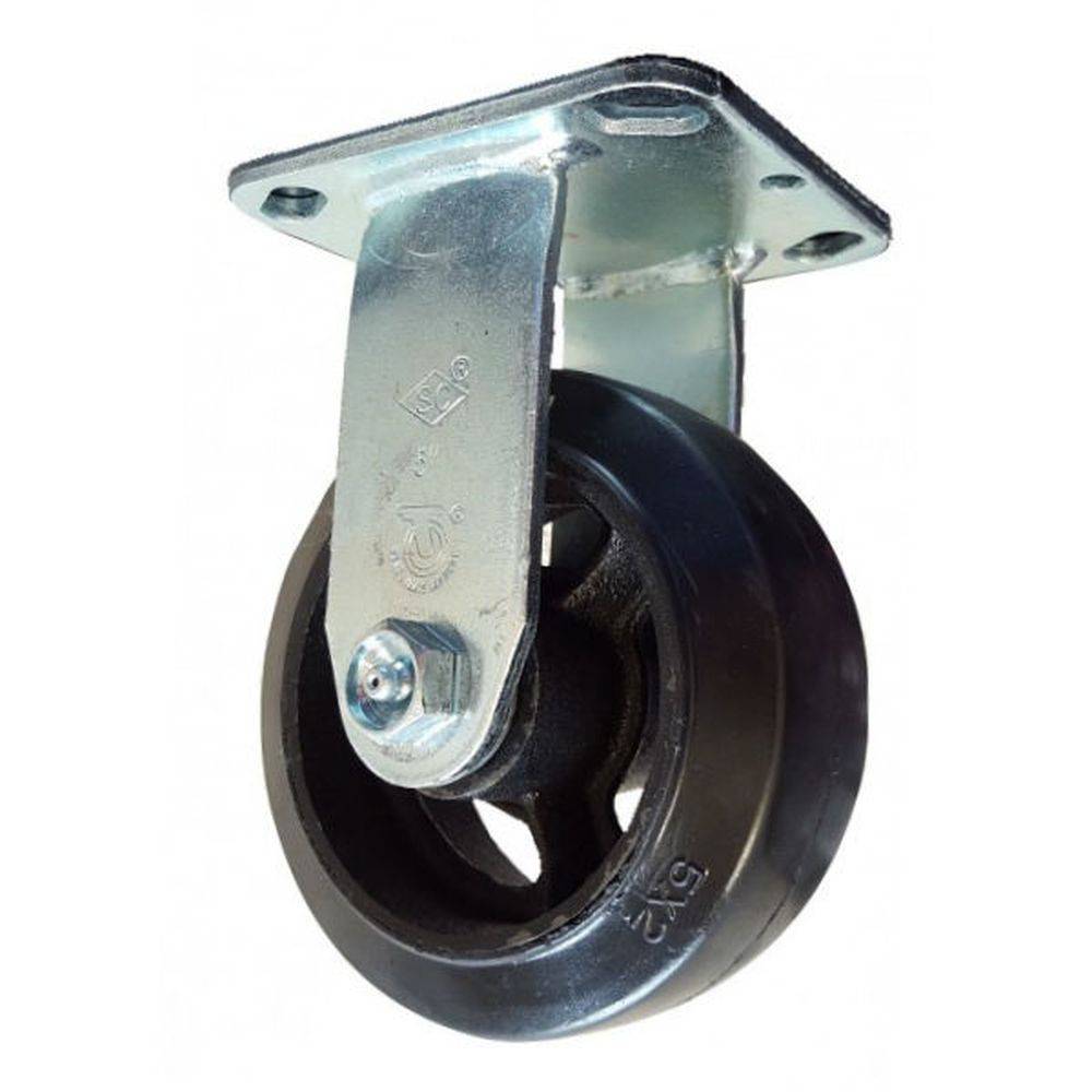 5" x 2" Mold-On Rubber Cast Wheel Rigid Caster - 400 lbs. Capacity - Durable Superior Casters