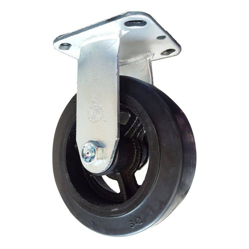 6" x 2" Mold On Rubber Cast Wheel Rigid Caster - 550 lbs. Capacity - Durable Superior Casters