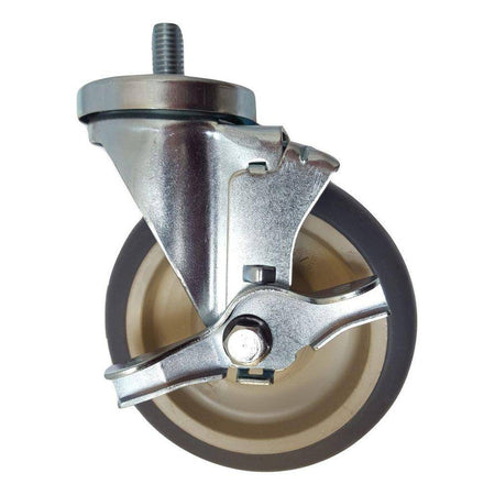 5" x 1-1/4" Thermo-Pro Threaded Swivel Stem Caster, Brake (1/2") 300 lbs. Cap - Durable Superior Casters