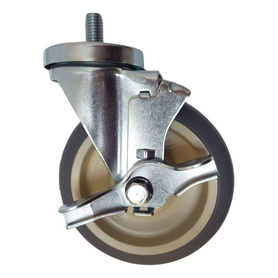 5" x 1-1/4" Thermo-Pro Threaded Swivel Stem Caster, Brake (1/2") 300 lbs. Cap - Durable Superior Casters