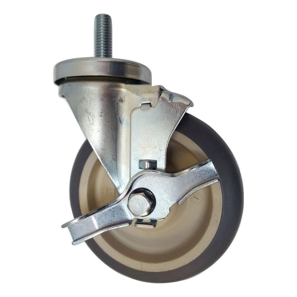 5" x 1-1/4" Thermo-Pro Threaded Swivel Stem Caster, Brake (1/2") 300 lbs. Cap - Durable Superior Casters