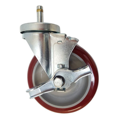 5" x 1-1/4" Polymadic Swivel Grip Ring Stem Caster (7/16"), Brake, 340 lbs. Cap - Durable Superior Casters