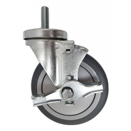 5" x 1-1/4" Thermo-Pro Wheel Threaded Swivel Stem Caster, Brake (1/2") 300 lbs. Cap - Durable Superior Casters