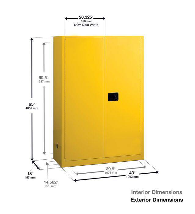 Sure-Grip Ex Flammable Safety Cabinet, 90 Gal., 2 Shlv, 2 s/c Doors - Justrite
