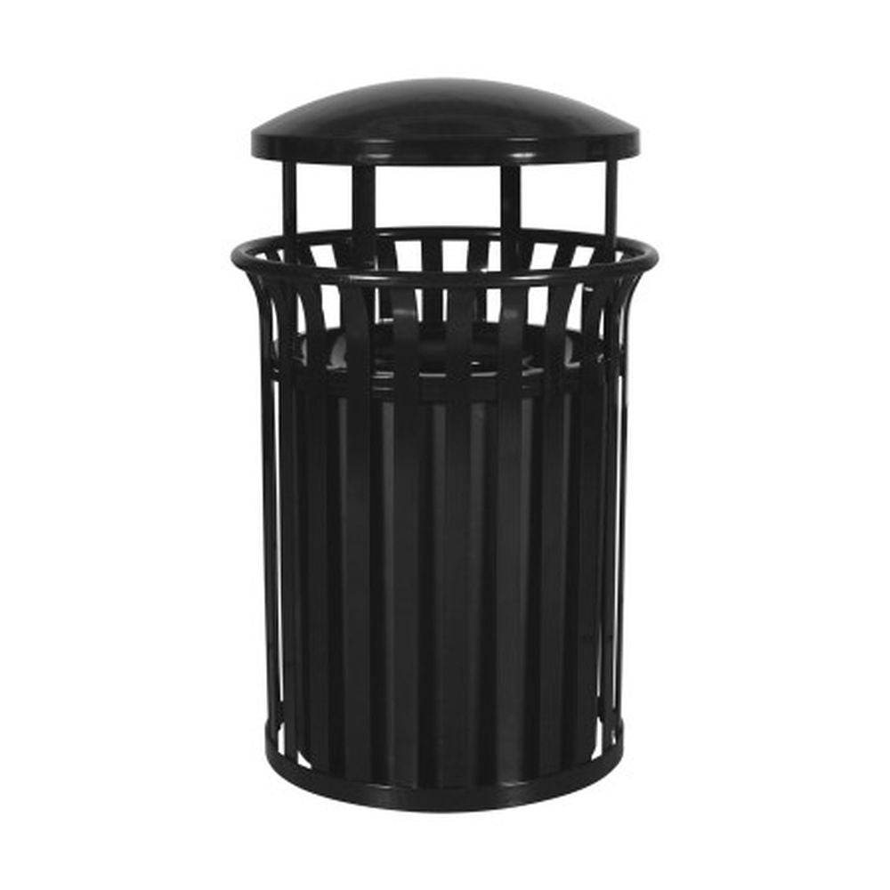 Streetscape Classic Outdoor Trash Receptacle w/ Rain Canopy (35 Gal.) - Ex-Cell Kaiser