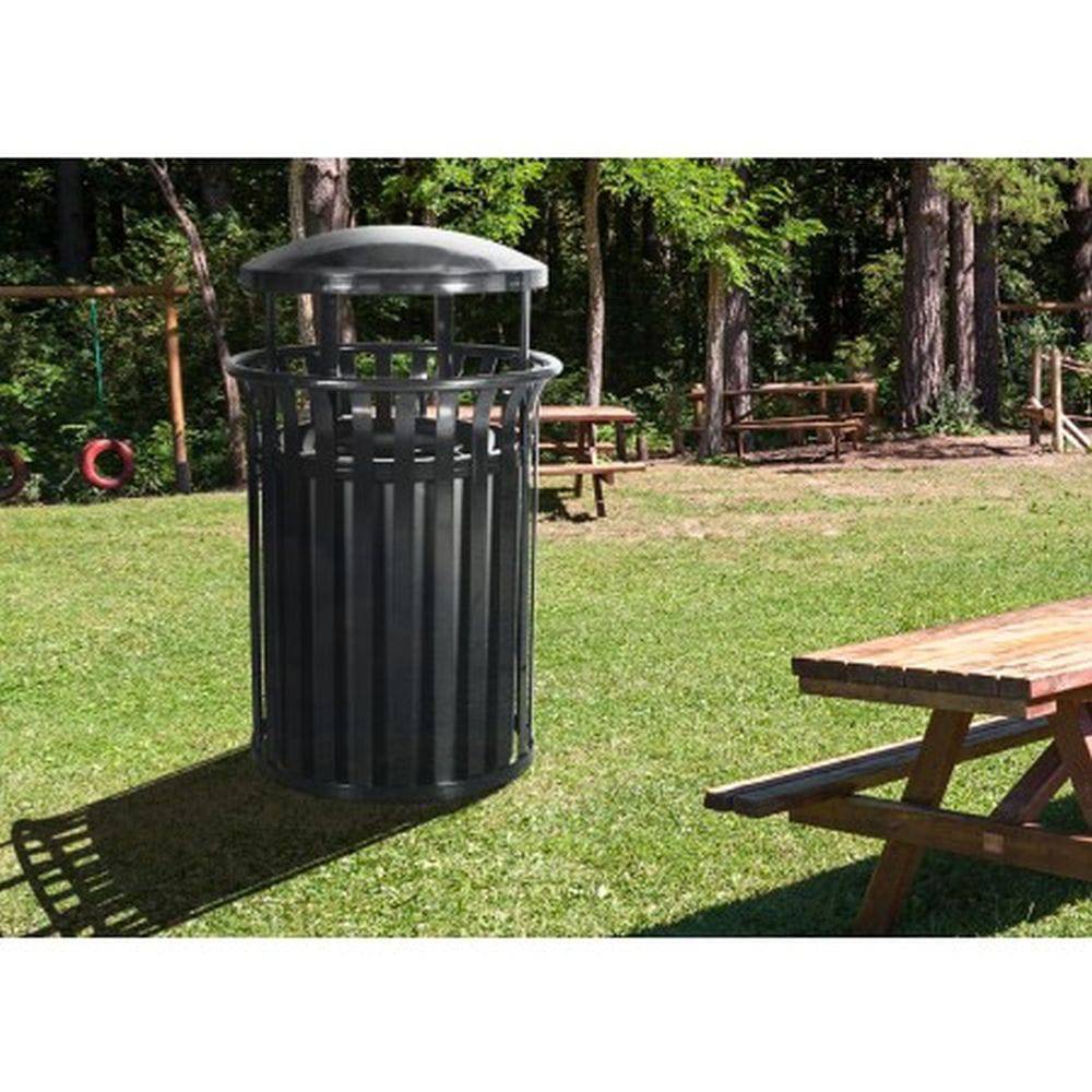 Streetscape Classic Outdoor Trash Receptacle w/ Rain Canopy (35 Gal.) - Ex-Cell Kaiser