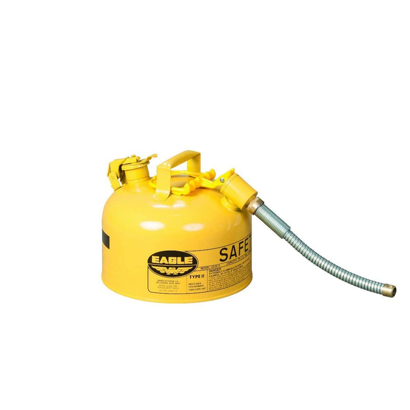 Type II Safety Can 2.5 Gal. Yellow with 7/8" O.D. Flex Spout - Eagle Manufacturing